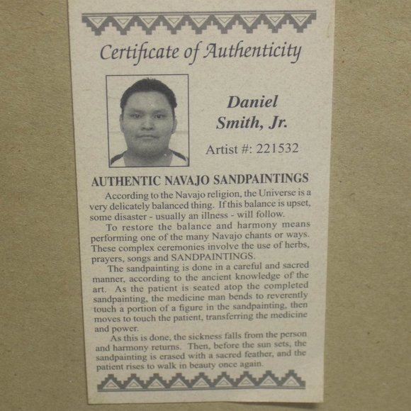 Authentic Navajo Sandpainting by Daniel Smith Jr - Picture 5 of 6